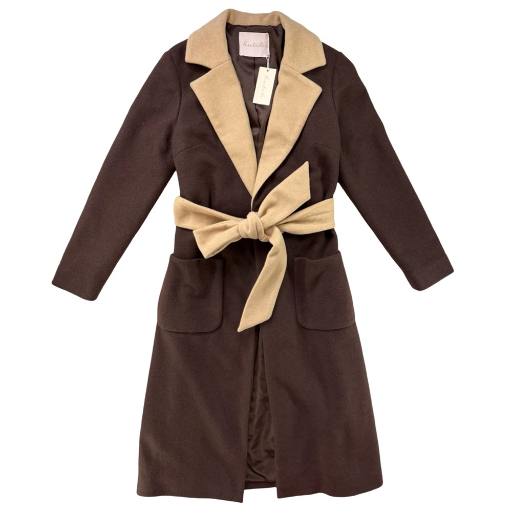 Hutch Two-Tone Brown and Tan Women's Coat $375 sz Small